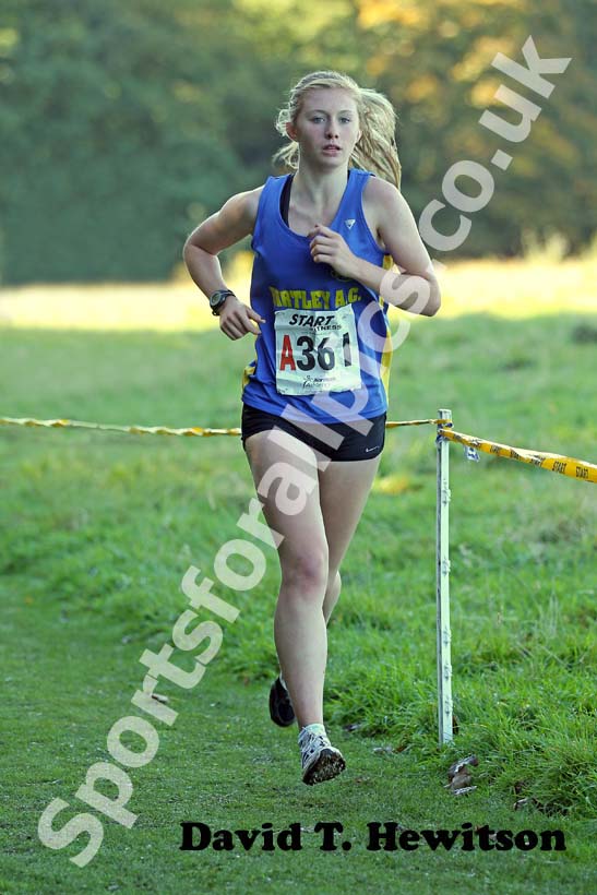 Sophie Forster (Birtley AC) on the first leg during the under-17s Northern Cross Country Relay, Graves Park, Sheffield.